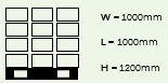delivery-size Standard paving pallet dimensions: 1000mm width by 1000mm length by 1200mm height.